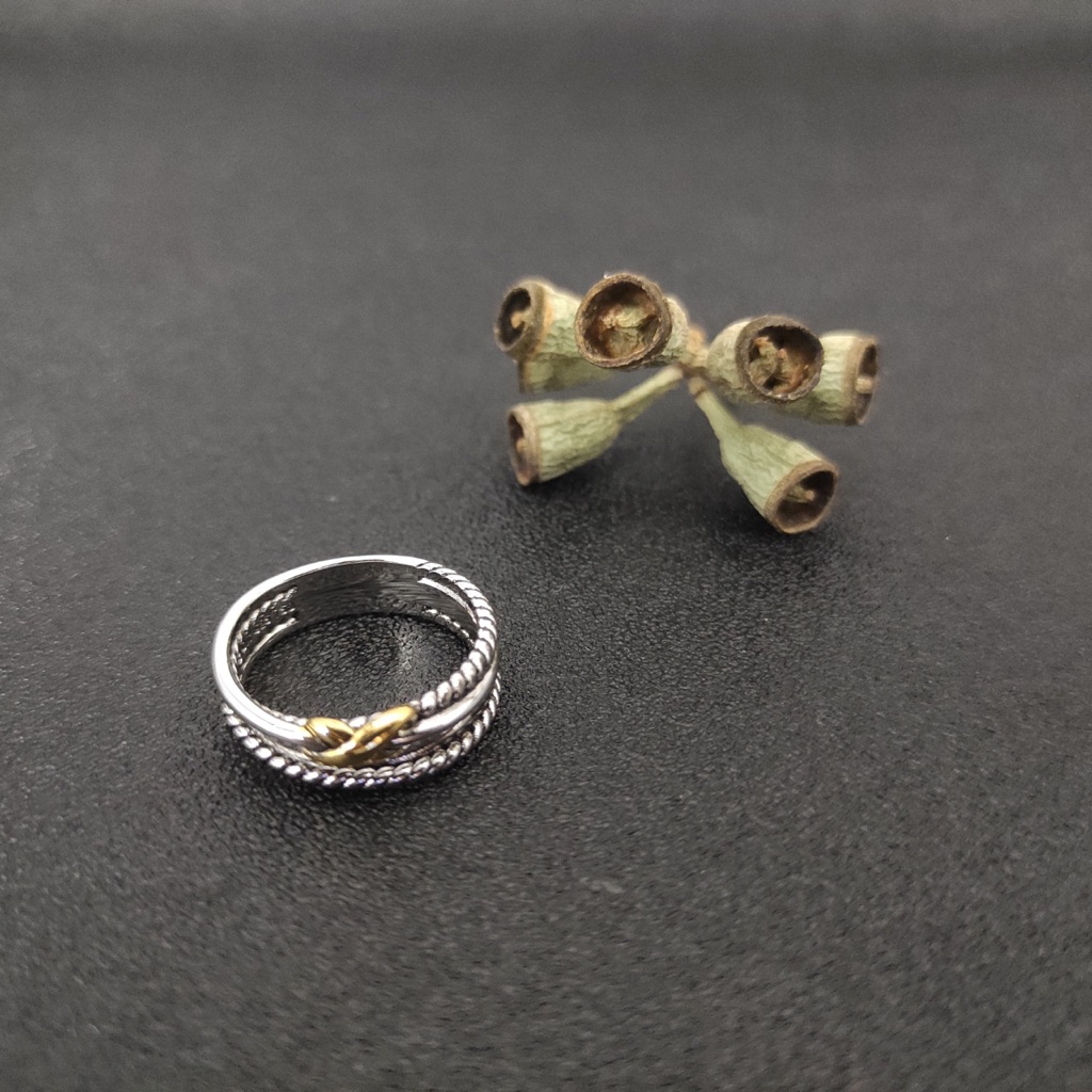 David Yurman Sterling Silver & 14k Gold Infinity Knot Stack Ring